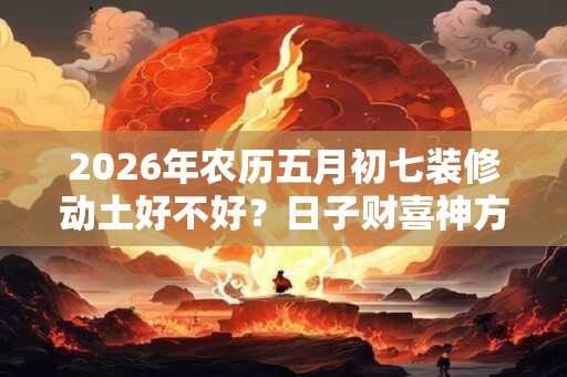 2026年农历五月初七装修动土好不好？日子财喜神方位？