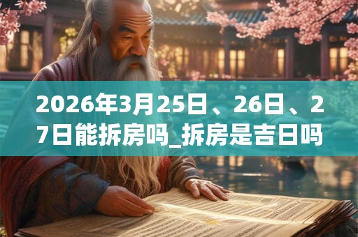 2026年3月25日、26日、27日能拆房吗_拆房是吉日吗