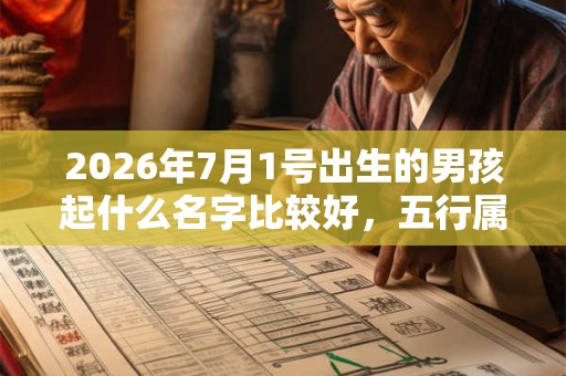 2026年7月1号出生的男孩起什么名字比较好，五行属什么