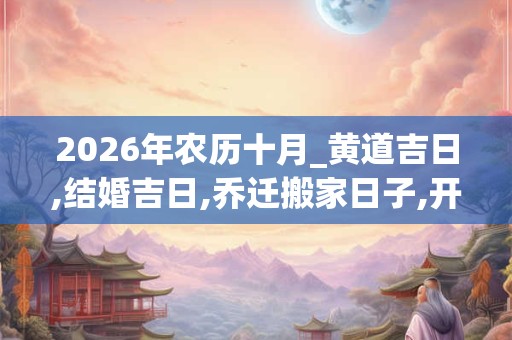 2026年农历十月_黄道吉日,结婚吉日,乔迁搬家日子,开业好日子