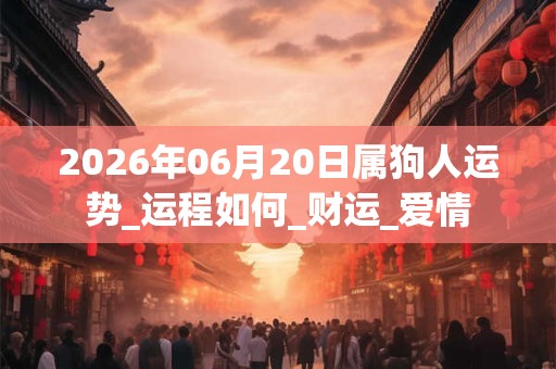 2026年06月20日属狗人运势_运程如何_财运_爱情 2026年06月20日属狗人运势_运程如何_财运_爱情