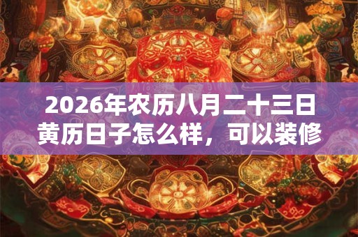 2026年农历八月二十三日黄历日子怎么样，可以装修动土吗？