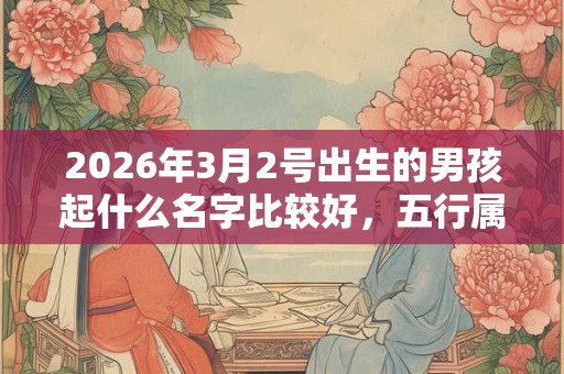 2026年3月2号出生的男孩起什么名字比较好，五行属什么