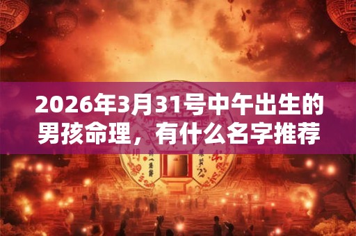 2026年3月31号中午出生的男孩命理，有什么名字推荐？