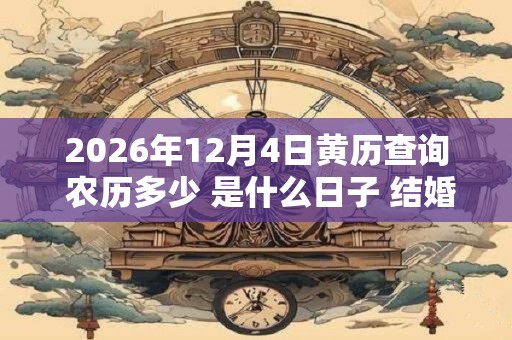2026年12月4日黄历查询 农历多少 是什么日子 结婚吉时 2026年12月4日黄历查询 农历多少 是什么日子 结婚吉时