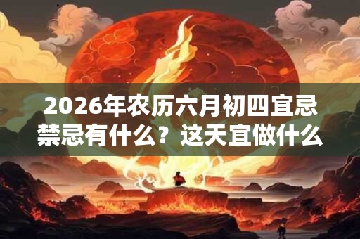 2026年农历六月初四宜忌禁忌有什么？这天宜做什么？