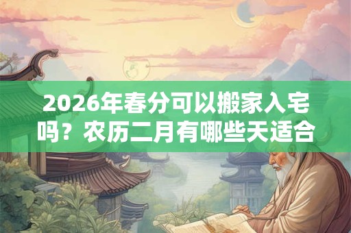 2026年春分可以搬家入宅吗？农历二月有哪些天适合搬家？