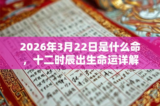 2026年3月22日是什么命，十二时辰出生命运详解