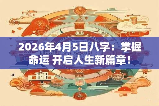 2026年4月5日八字：掌握命运 开启人生新篇章！
