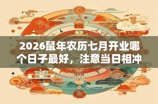 2026鼠年农历七月开业哪个日子最好，注意当日相冲的生肖