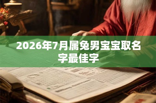 2026年7月属兔男宝宝取名字最佳字