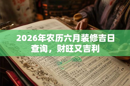 2026年农历六月装修吉日查询,财旺又吉利 2026年农历六月装修吉日查询,财旺又吉利