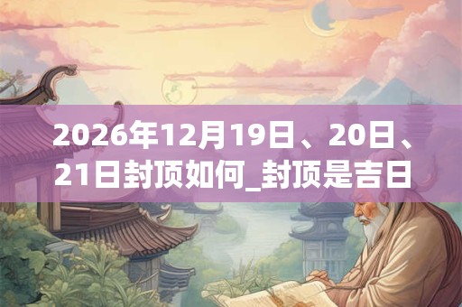 2026年12月19日、20日、21日封顶如何_封顶是吉日吗
