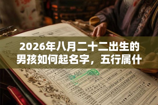 2026年八月二十二出生的男孩如何起名字，五行属什么