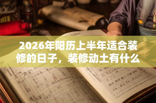 2026年阳历上半年适合装修的日子，装修动土有什么讲究？