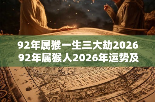 92年属猴一生三大劫2026 92年属猴人2026年运势及运程