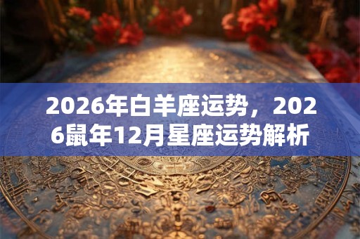 2026年白羊座运势,2026鼠年12月星座运势解析 2026年白羊座运势,2026鼠年12月星座运势解析