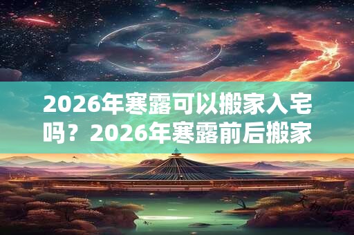 2026年寒露可以搬家入宅吗？2026年寒露前后搬家吉日