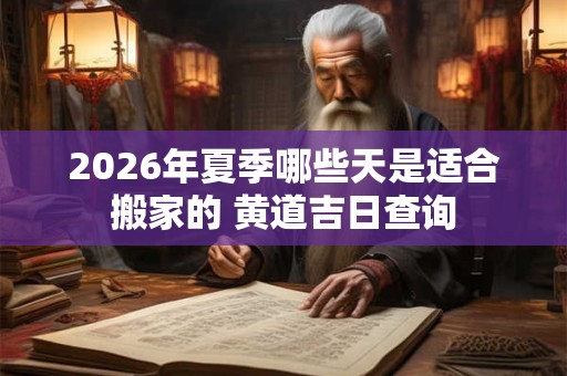 2026年夏季哪些天是适合搬家的 黄道吉日查询