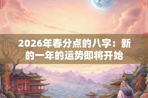 2026年春分点的八字：新的一年的运势即将开始