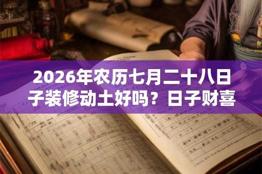 2026年农历七月二十八日子装修动土好吗？日子财喜神方位在哪？