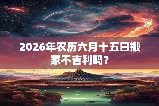 2026年农历六月十五日搬家不吉利吗? 2026年农历六月十五日搬家不吉利吗?