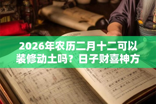 2026年农历二月十二可以装修动土吗？日子财喜神方位？