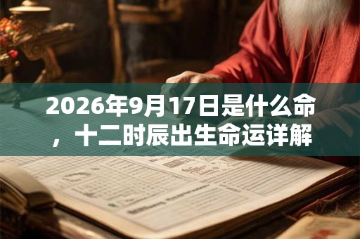 2026年9月17日是什么命，十二时辰出生命运详解