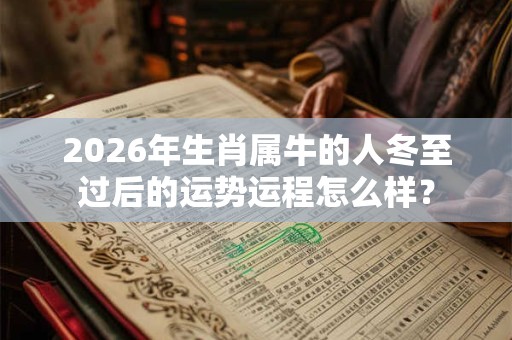 2026年生肖属牛的人冬至过后的运势运程怎么样？