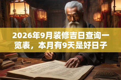 2026年9月装修吉日查询一览表,本月有9天是好日子 2026年9月装修吉日查询一览表,本月有9天是好日子