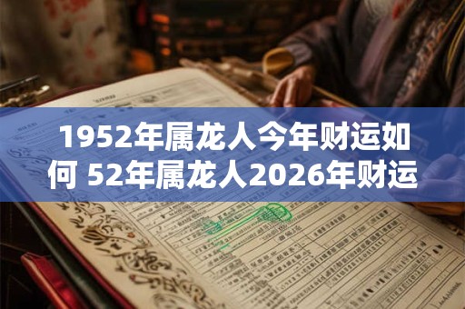 1952年属龙人今年财运如何 52年属龙人2026年财运走向