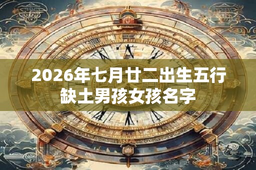 2026年七月廿二出生五行缺土男孩女孩名字
