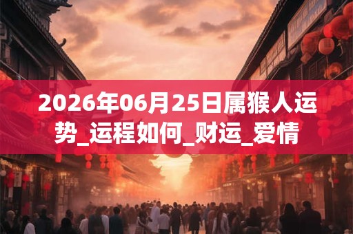 2026年06月25日属猴人运势_运程如何_财运_爱情 2026年06月25日属猴人运势_运程如何_财运_爱情