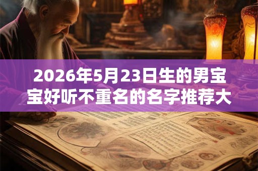 2026年5月23日生的男宝宝好听不重名的名字推荐大全