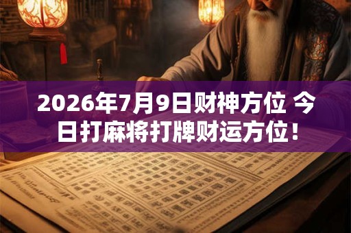 2026年7月9日财神方位 今日打麻将打牌财运方位！