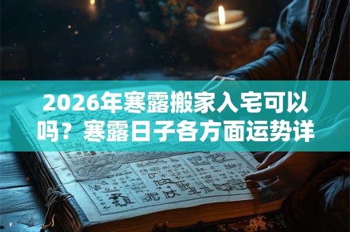 2026年寒露搬家入宅可以吗？寒露日子各方面运势详解！