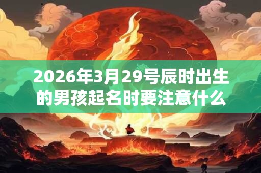 2026年3月29号辰时出生的男孩起名时要注意什么
