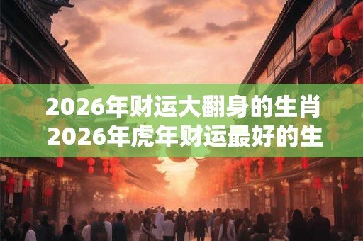 2026年财运大翻身的生肖 2026年虎年财运最好的生肖！