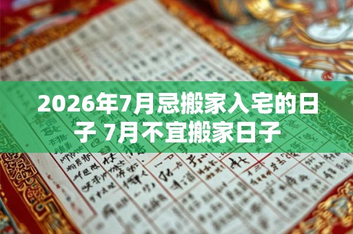 2026年7月忌搬家入宅的日子 7月不宜搬家日子 2026年7月忌搬家入宅的日子 7月不宜搬家日子