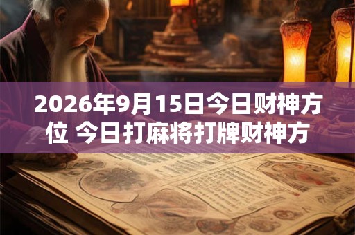 2026年9月15日今日财神方位 今日打麻将打牌财神方位！