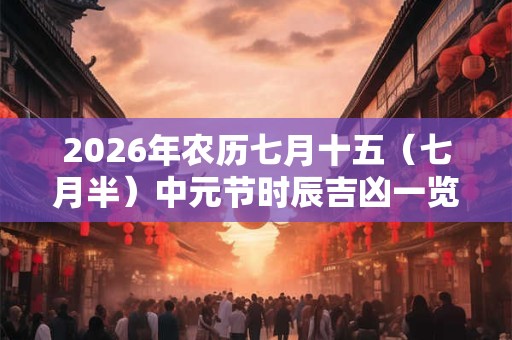 2026年农历七月十五（七月半）中元节时辰吉凶一览！