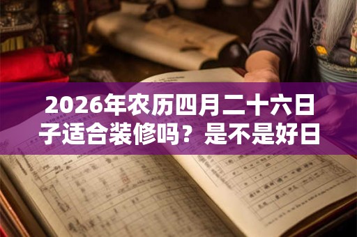 2026年农历四月二十六日子适合装修吗？是不是好日子？