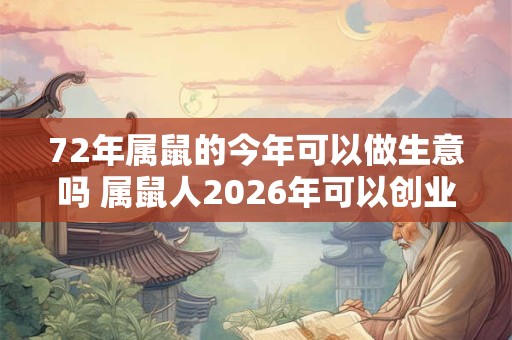 72年属鼠的今年可以做生意吗 属鼠人2026年可以创业吗