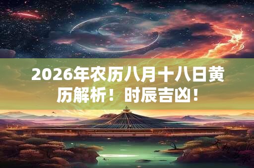 2026年农历八月十八日黄历解析！时辰吉凶！