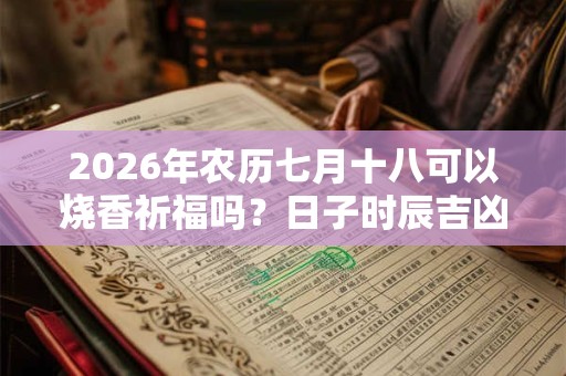 2026年农历七月十八可以烧香祈福吗?日子时辰吉凶? 2026年农历七月十八可以烧香祈福吗?日子时辰吉凶?