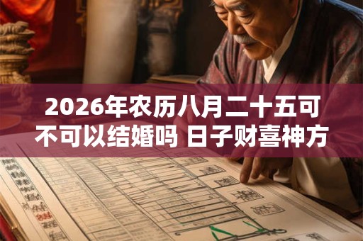 2026年农历八月二十五可不可以结婚吗 日子财喜神方位