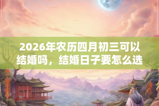 2026年农历四月初三可以结婚吗，结婚日子要怎么选择？