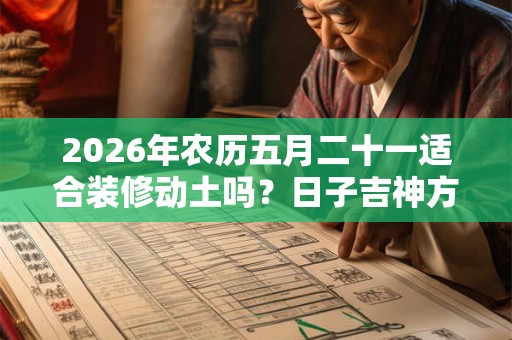 2026年农历五月二十一适合装修动土吗？日子吉神方位在哪？