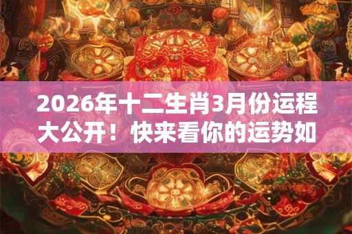 2026年十二生肖3月份运程大公开！快来看你的运势如何