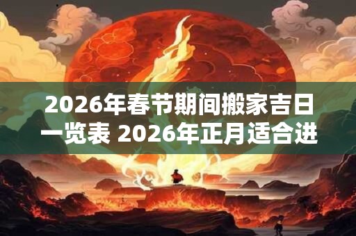2026年春节期间搬家吉日一览表 2026年正月适合进宅的日子